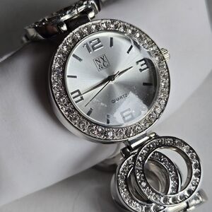 New York & Company Silver-Tone Watch with Crystal Detailing As-Is Need Battery